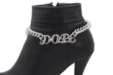 Silver Color Metal Chain Boot Bracelet Shoe DOPE Charm Anklet Word Phrase